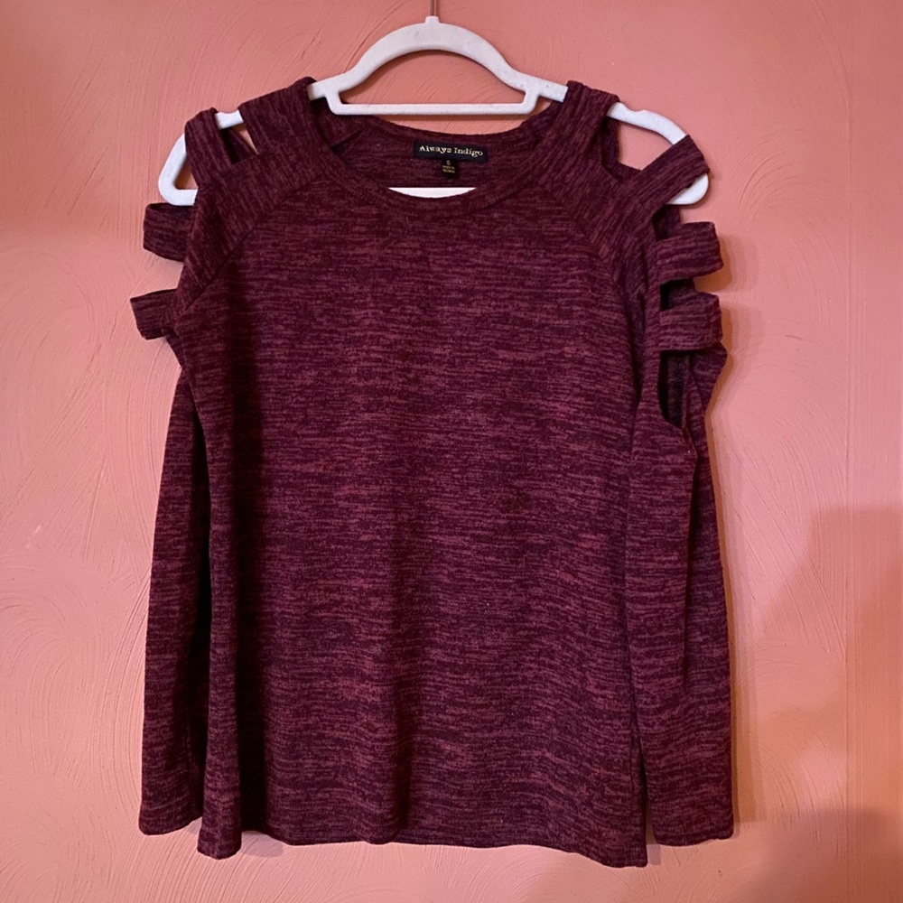 Multi color sweater with cutouts down the arms